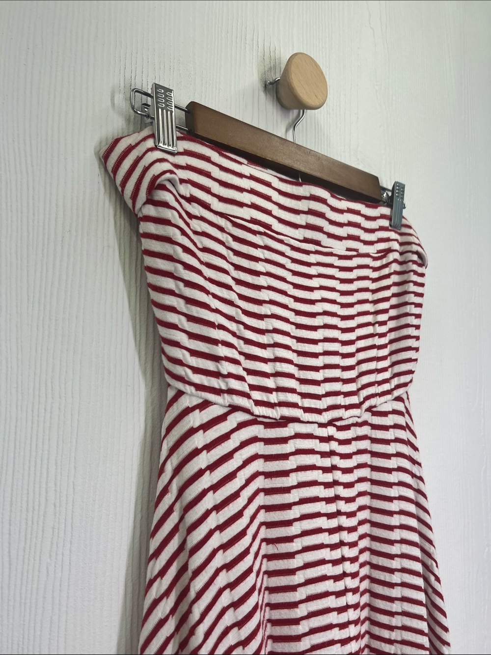 Anthropologie - Maeve Caleta Strapless Red And White Stripe Midi Dress Size SM - Picture 5 of 12